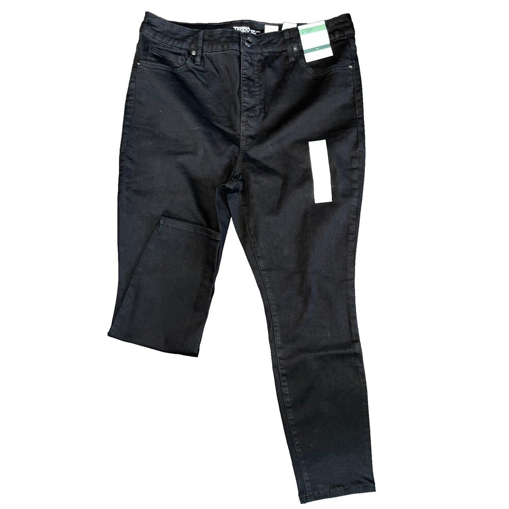 NWT Terra & Sky Women's Core Skinny High Rise Black Denim Jeans Petite 16W